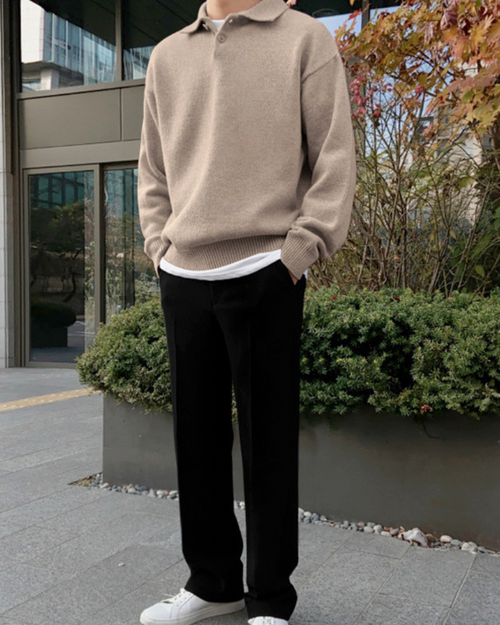Woolen Button Half Zip - Lervati