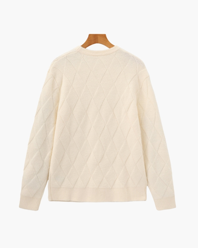 Diamond Knit Crewneck Sweater - Lervati