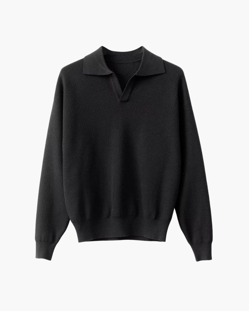 Textured Knit Polo Sweater - Lervati