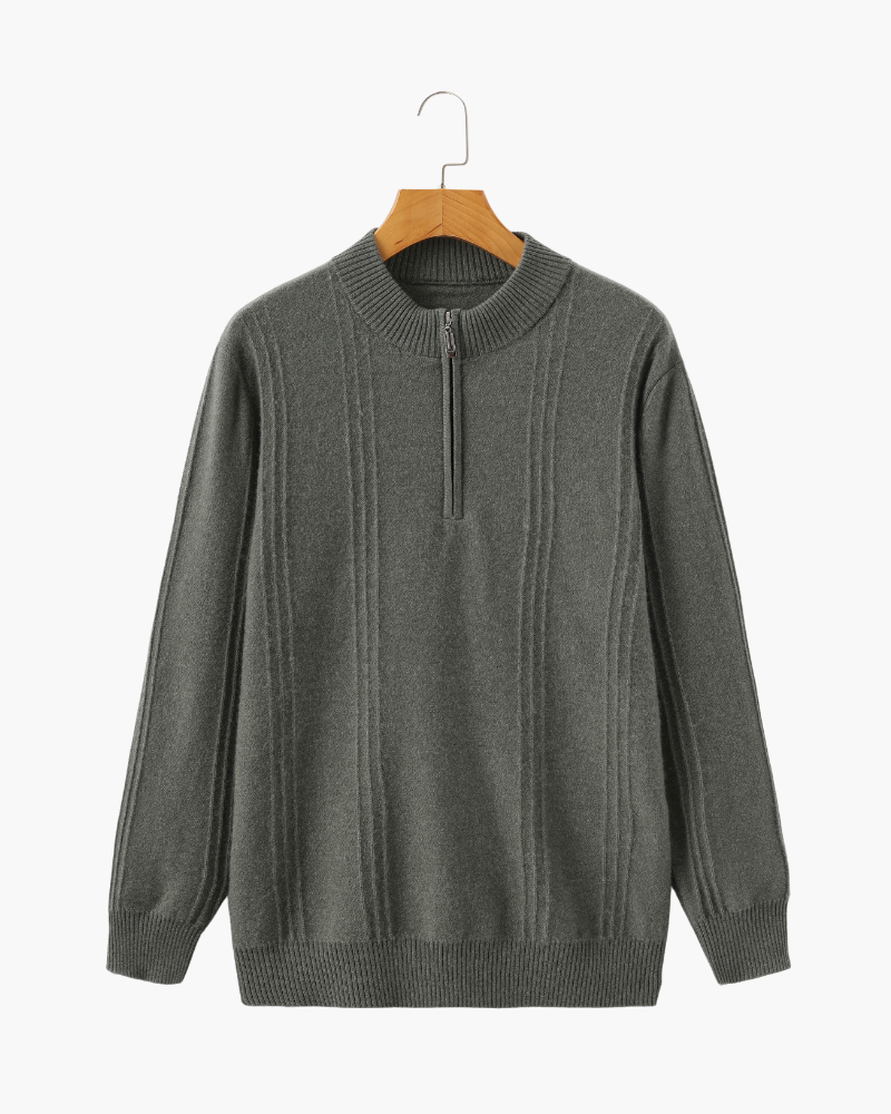 100% Cashmere Ribbed Half Zip - Lervati