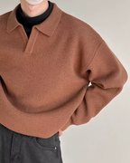 Textured Knit Polo Sweater - Lervati
