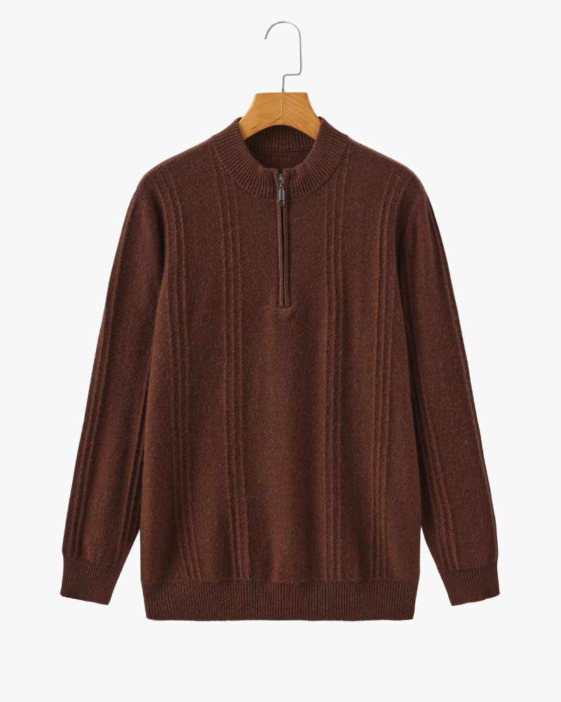 100% Cashmere Ribbed Half Zip - Lervati