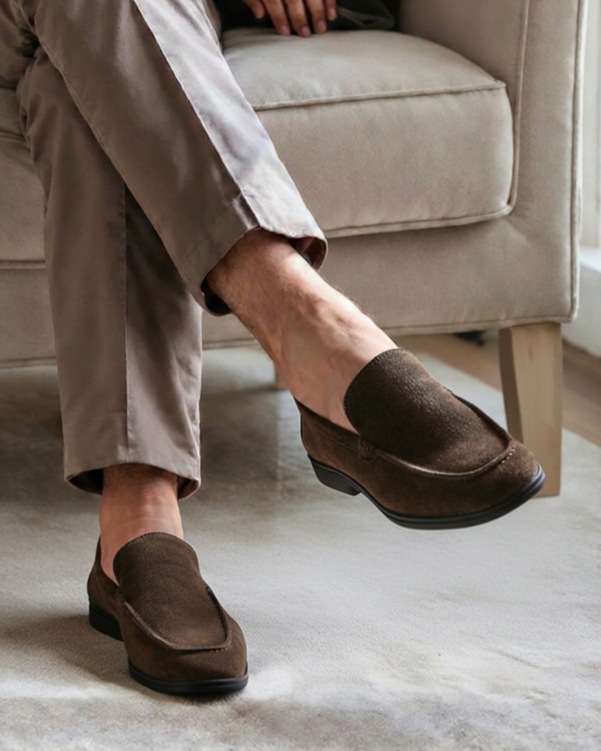 Premium Suede Loafers - Black Soles - Lervati
