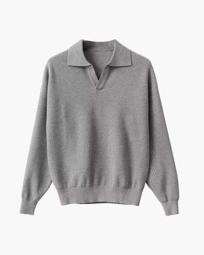 Textured Knit Polo Sweater - Lervati